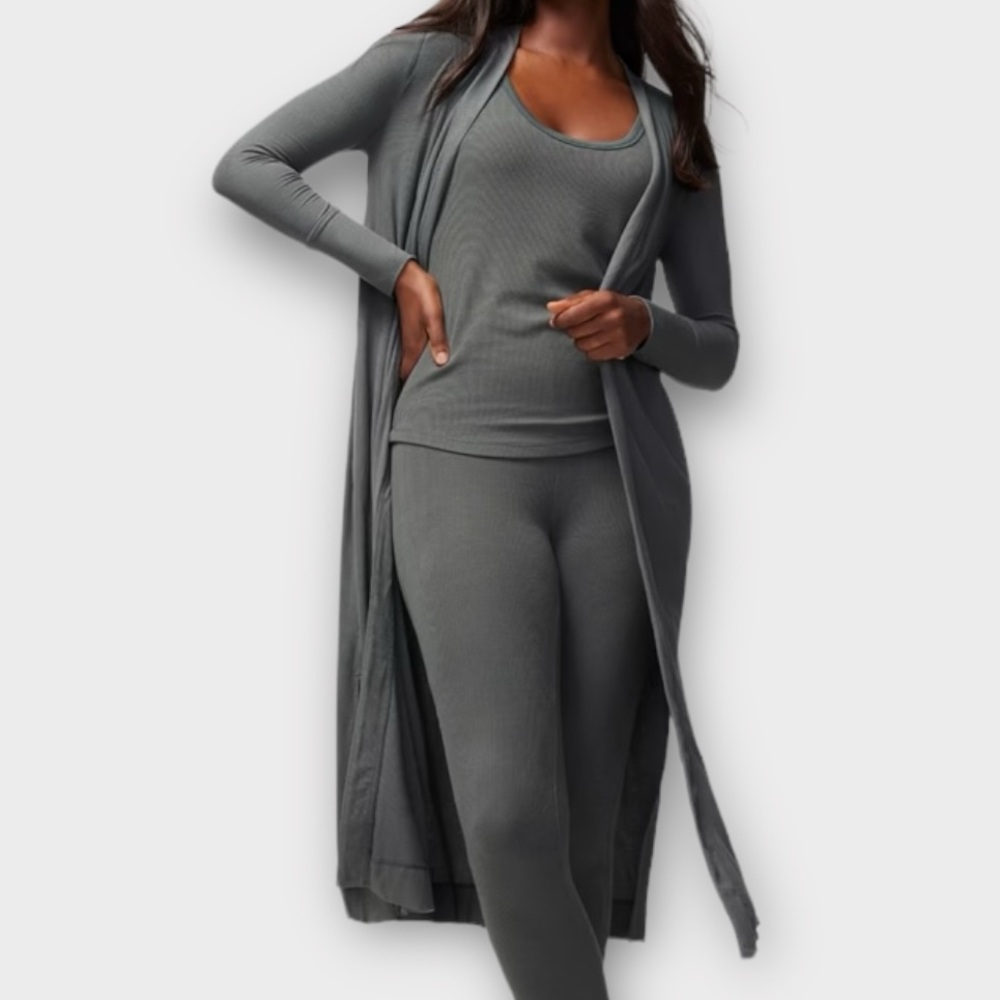 Soma Women’s Cool Nights and Days Cardigan XS Ribbed Long Heather Quartz NWT